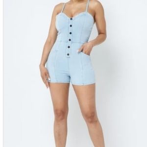 Light denim romper